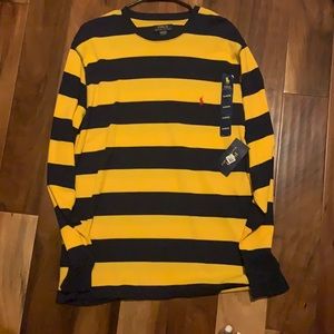 Never worn blue and yellow Polo long sleeve shirt